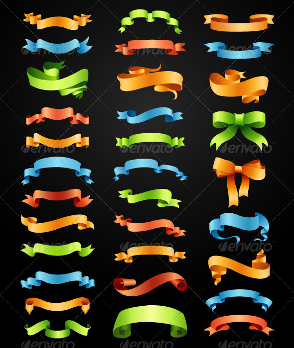 Set of Full Colors Ribbons Vector Set of Full Colors Ribbons Vector