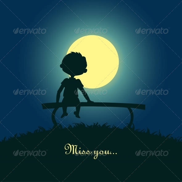 Boy Sitting Lonely in the Moonlight Boy Sitting Lonely in the Moonlight