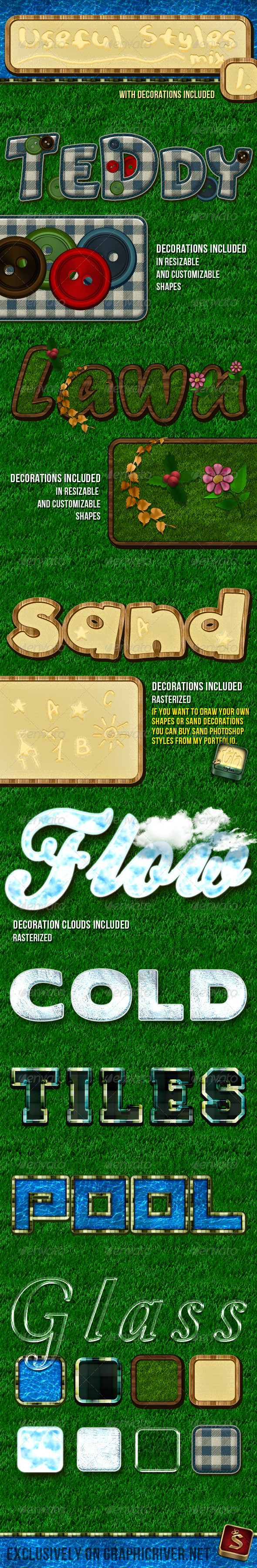 Useful Photoshop Styles Mix - Text Effects Styles