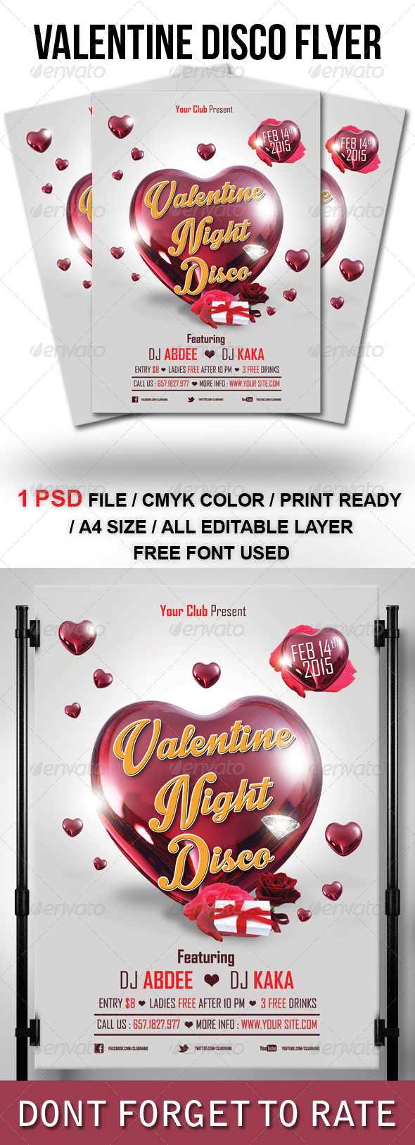 Valentine Night Disco Flyer Template