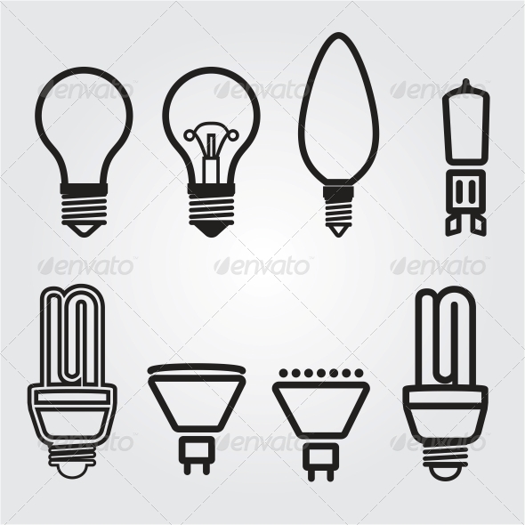 Light Bulbs Icon Set Light Bulbs Icon Set