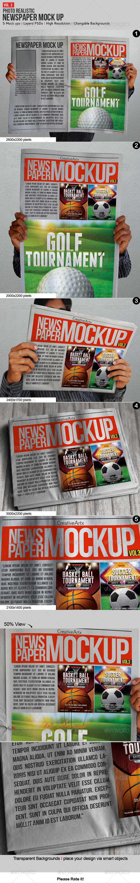 Newspaper / Newsletter Mock-Up - V.3 - Product Mock-Ups Graphics
