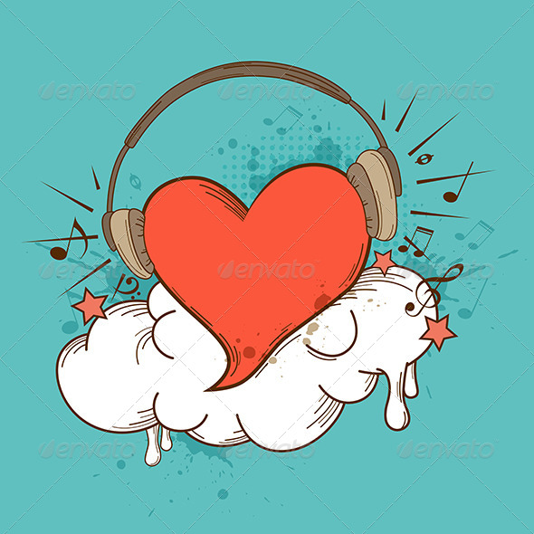 Red Heart and Headphones Red Heart and Headphones