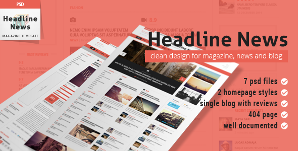 Headline News Magazine PSD Template