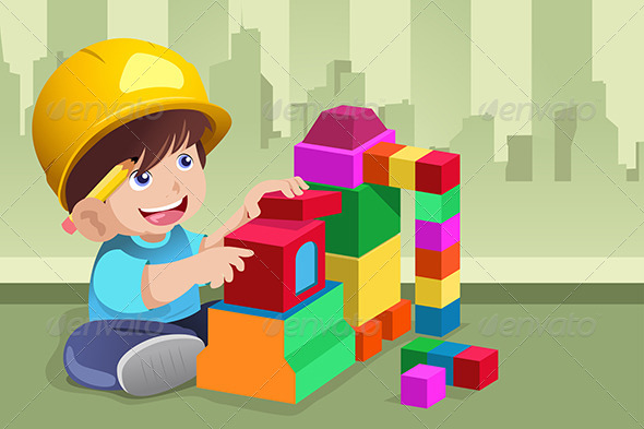 Kid Playing with His Toys Kid Playing with His Toys