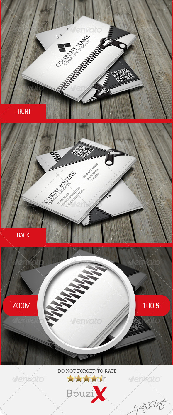 Zipped Business Card Zipped Business Card