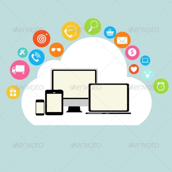 Cloud Computing Concept on Different Devices Cloud Computing Concept on Different Devices