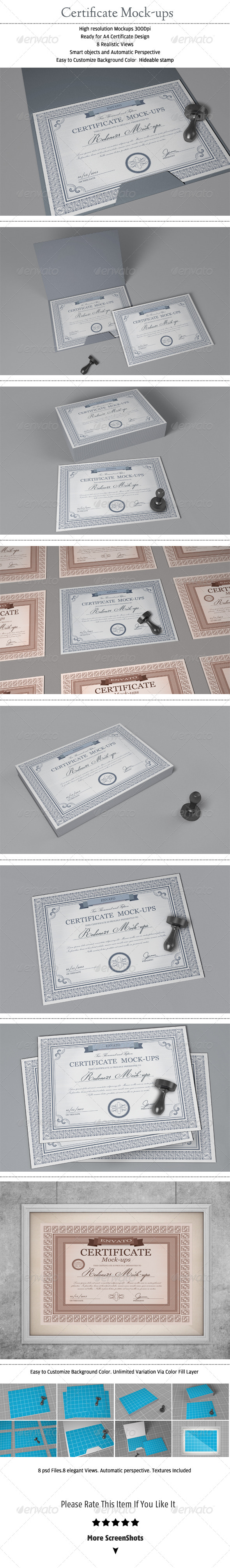 Certificate mock-ups Certificate mock-ups