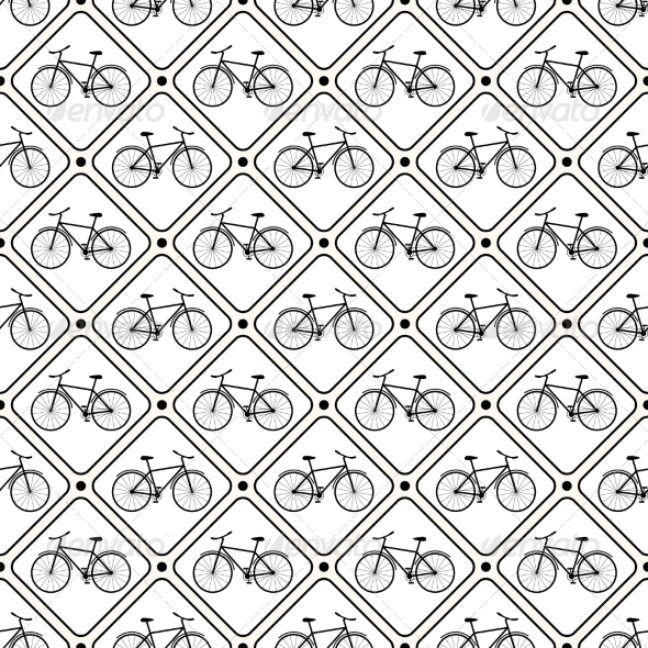 Vector Seamless Retro Bicycle Pattern.