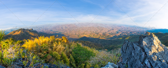 landscape of high mountain with blue sky