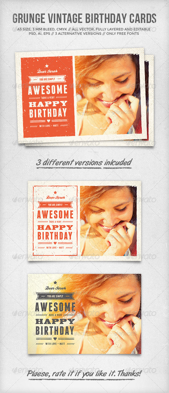 Grunge Vintage Birthday Cards Grunge Vintage Birthday Cards
