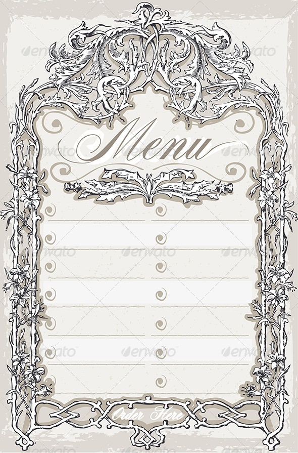 Vintage Graphic Page for Bar or Restaurant Menu Vintage Graphic Page for Bar or Restaurant Menu