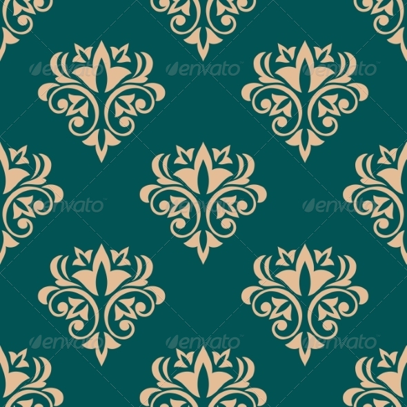 Green Retro Floral Wallpaper Design Green Retro Floral Wallpaper Design