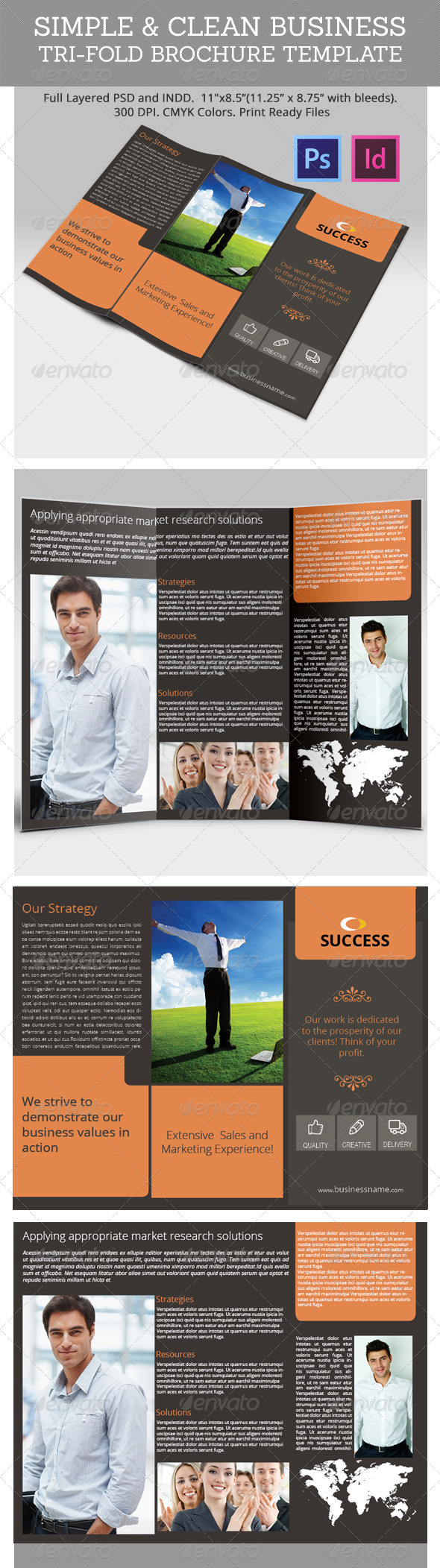 Simple & Clean Business Tri-Fold Brochure Template Simple & Clean Business Tri-Fold Brochure Template