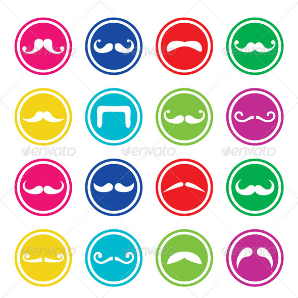 Mustache Round Colorful Icons Mustache Round Colorful Icons