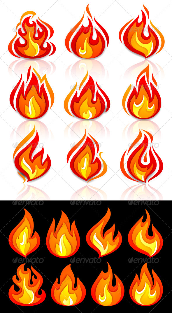 Fire Flames Set Fire Flames Set