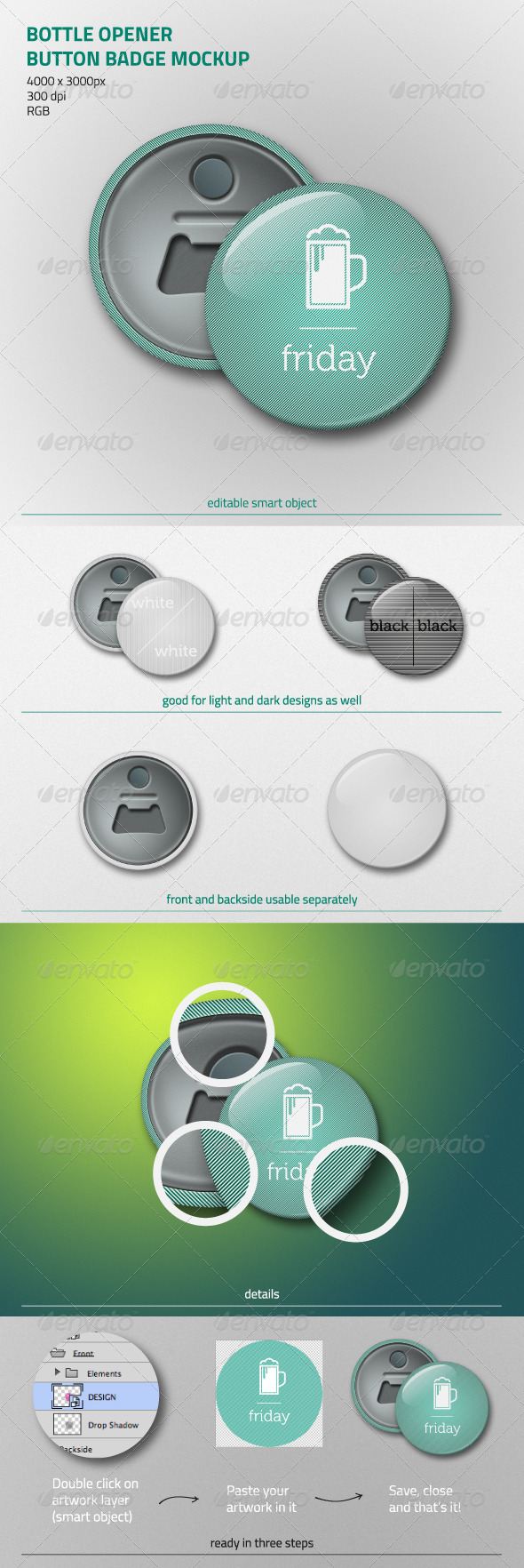 Bottle Opener Button Badge Mockup