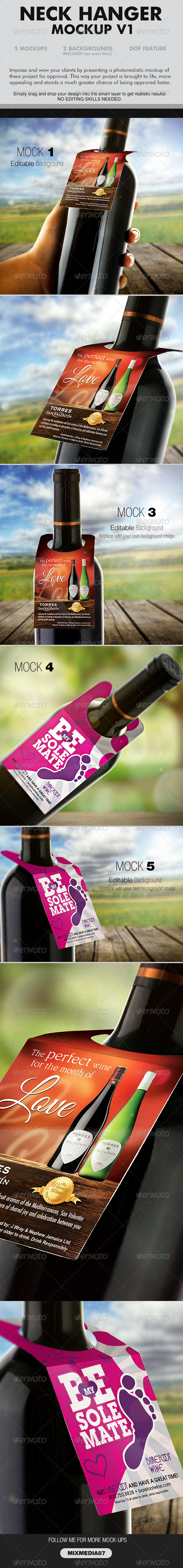 Wine Neckhanger Mockup - Product Mock-Ups Graphics