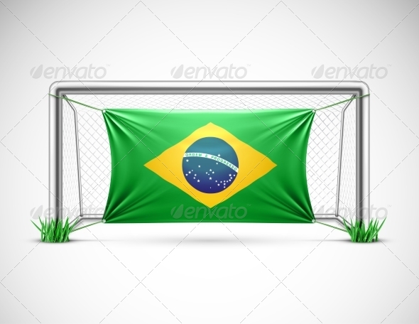 Soccer Goal with Flag Brazil