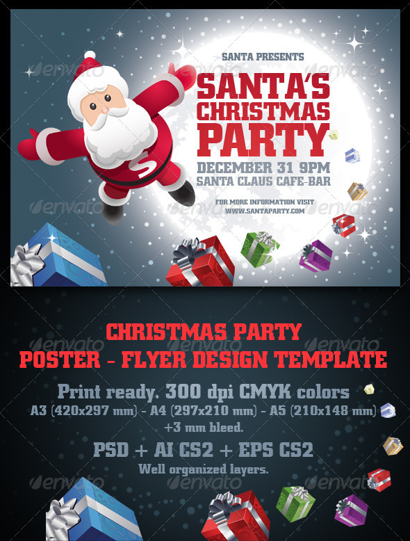 Santa s Christmas Party Poster & Flyer Set Santa s Christmas Party Poster & Flyer Set