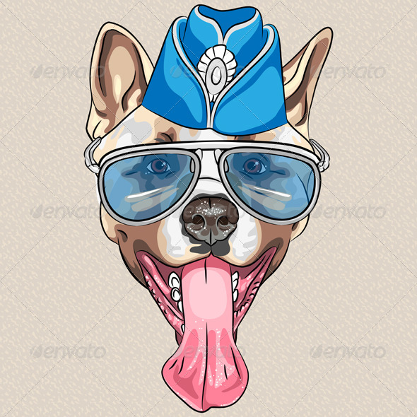 Vector Cartoon Hipster Dog American Akita Vector Cartoon Hipster Dog American Akita