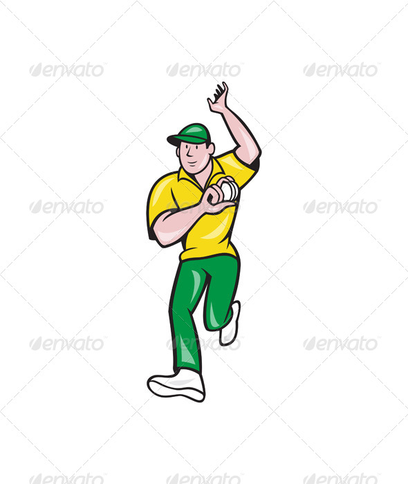 Cricket Fast Bowler Bowling Ball Front Isolated Cricket Fast Bowler Bowling Ball Front Isolated