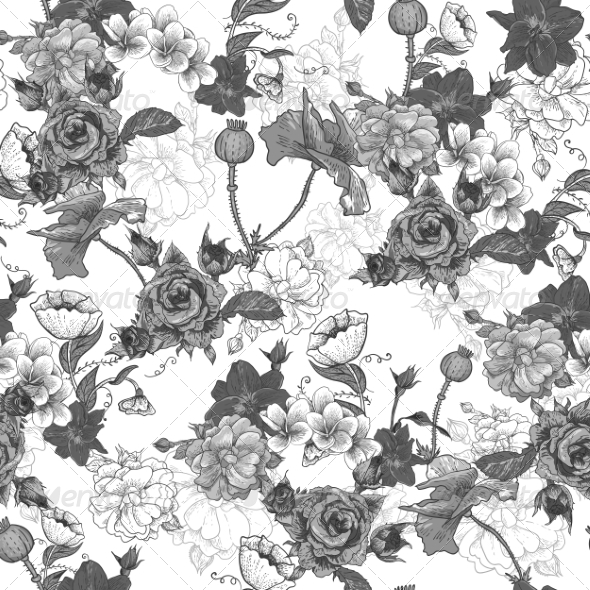 Monochrome Background with Flowers Monochrome Background with Flowers