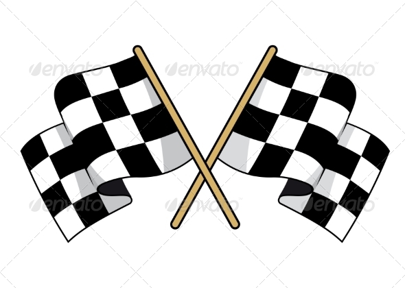 Crossed Black and White Checkered Flags