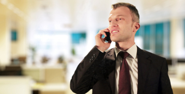 Happy Businessman Phone Conversation Happy Businessman Phone Conversation