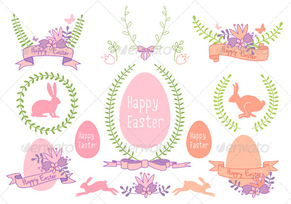 Happy Easter Design Elements Happy Easter Design Elements