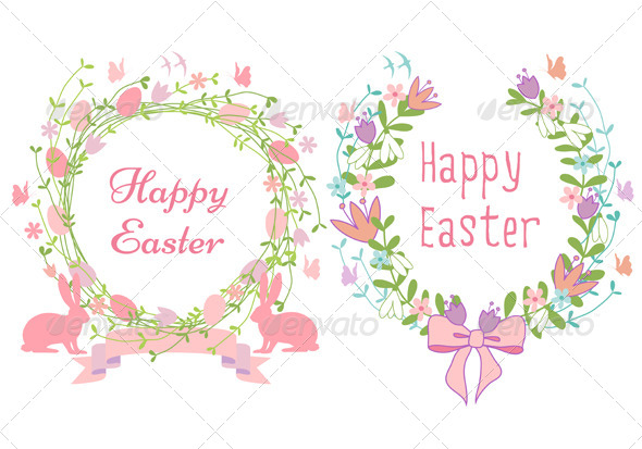 Happy Easter Floral Wreath Set Happy Easter Floral Wreath Set