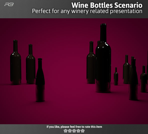 Wine Bottles Scenario - 3DOcean Item for Sale