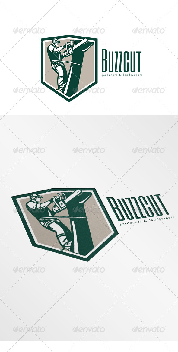 Buzz Cut Gardening Landscaper Logo Buzz Cut Gardening Landscaper Logo