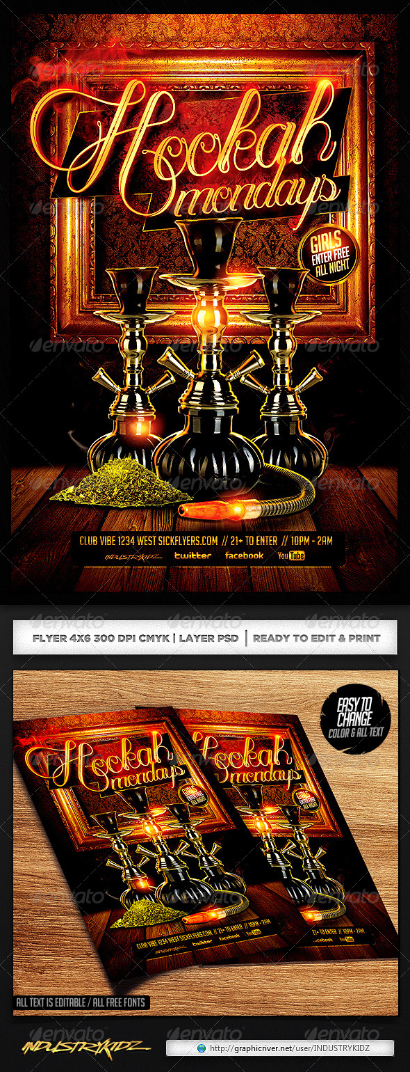 Hookah Flyer Template PSD Hookah Flyer Template PSD