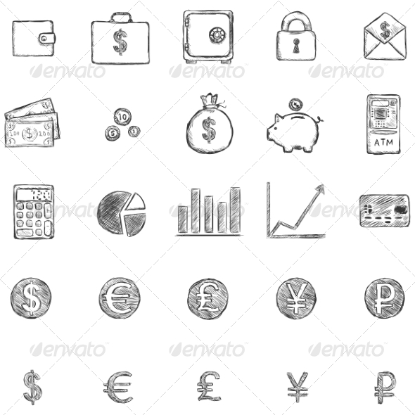 Set of Sketch Finance Icons Set of Sketch Finance Icons