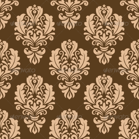 Repeat Floral Motifs on a Brown Background Repeat Floral Motifs on a Brown Background