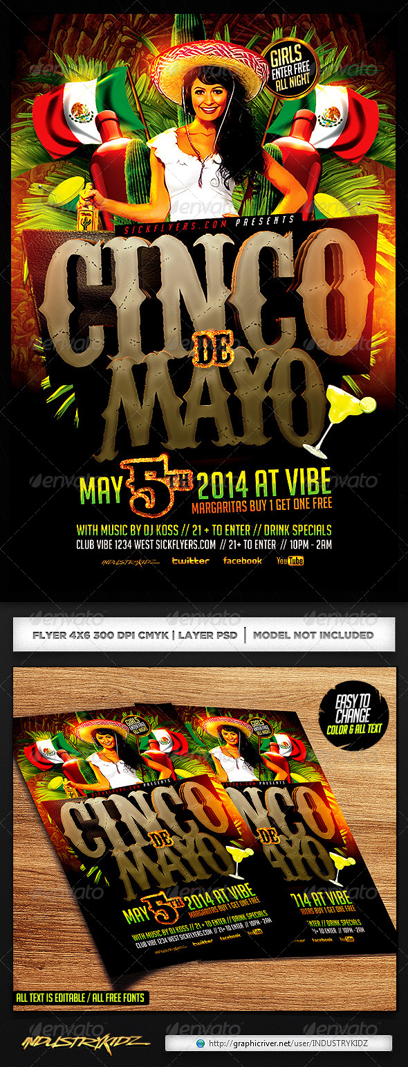 Cinco de Mayo Party Flyer Template - Holidays Events