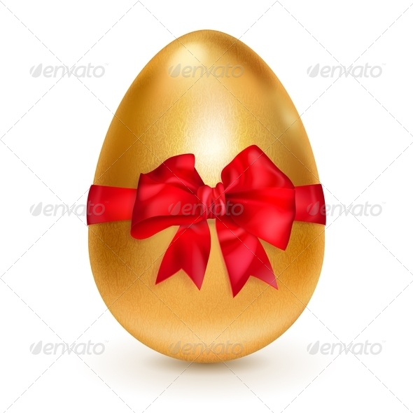 Golden Egg with Red Bow - Miscellaneous Seasons/Holidays