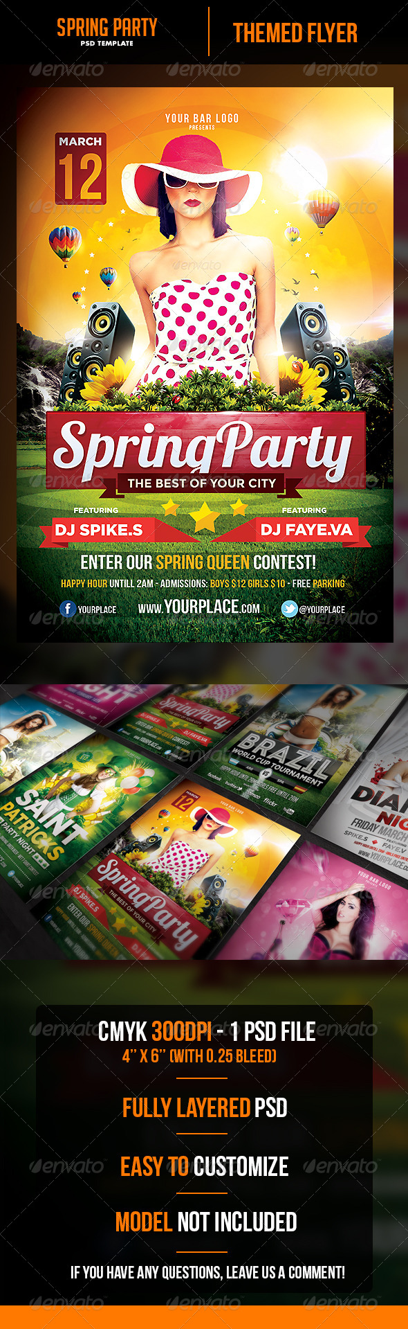 Spring Party Flyer Template - Clubs & Parties Events