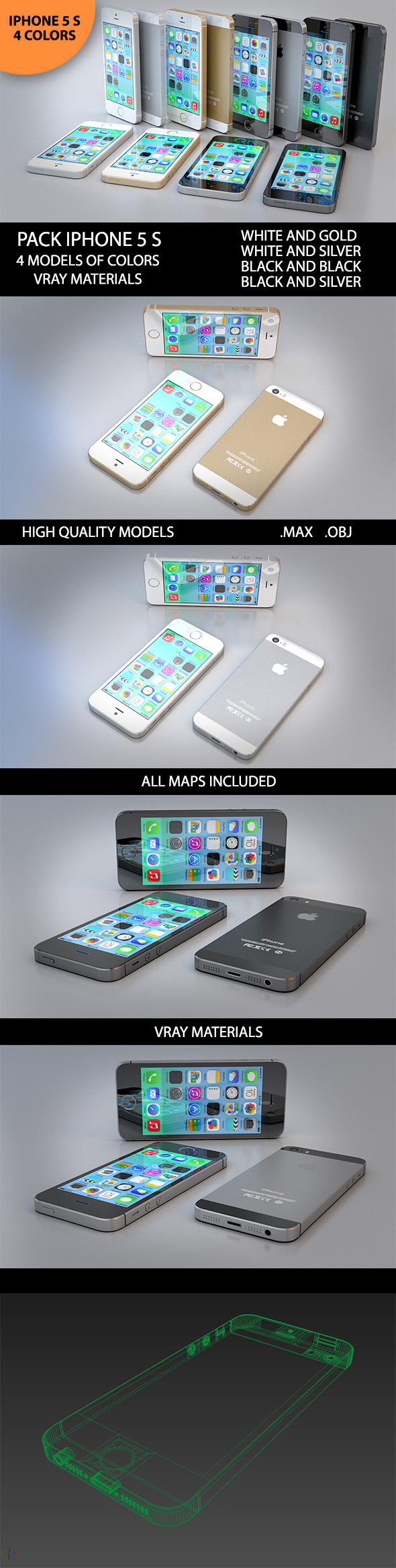 3D New Iphone 5 S - 3DOcean Item for Sale