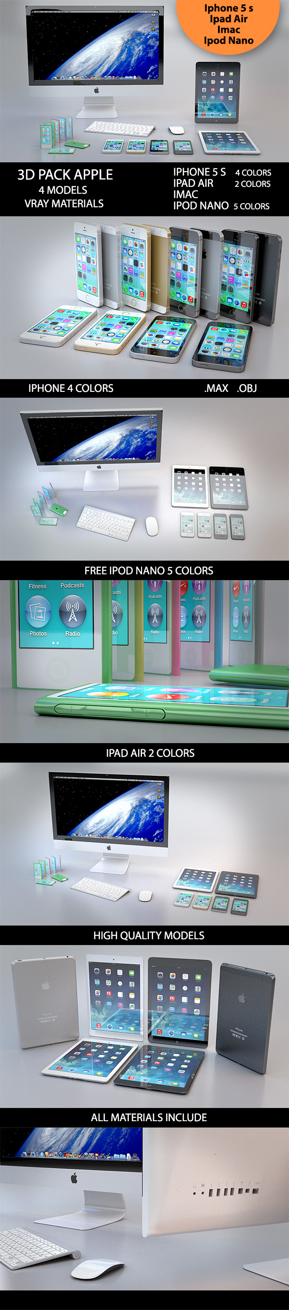 3D Pack Apple - 3DOcean Item for Sale