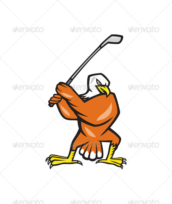 American Bald Eagle Playing Golf Cartoon American Bald Eagle Playing Golf Cartoon