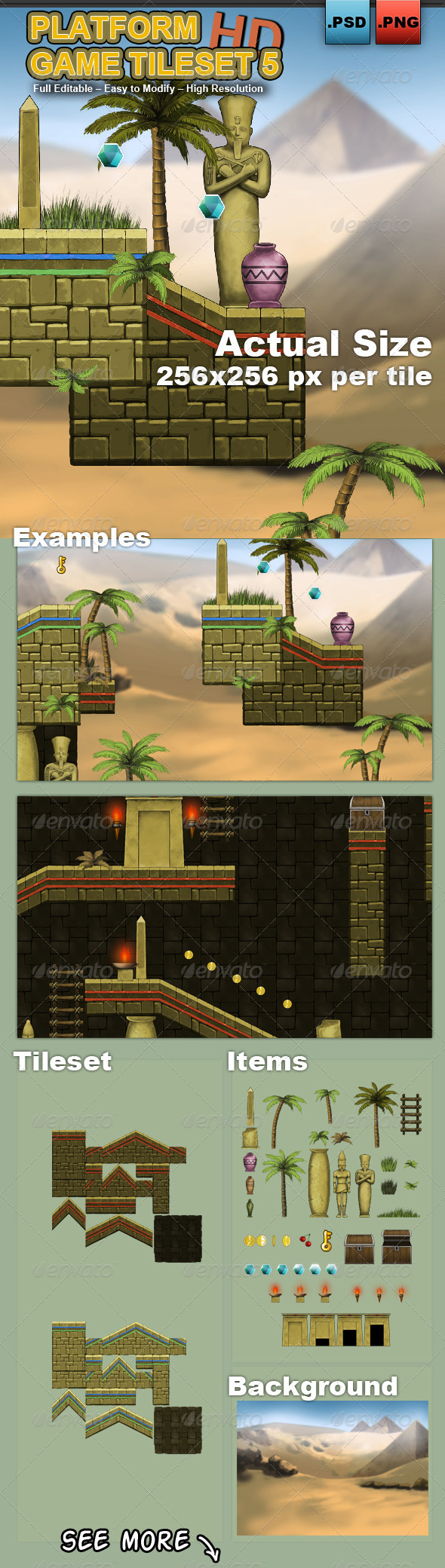 Platform Game Tileset 5 HD Platform Game Tileset 5 HD