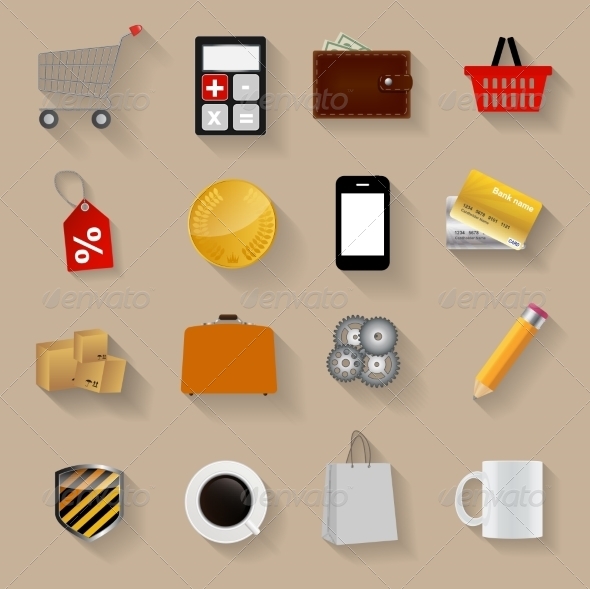 Shopping Flat Icons Set Vector Illustration Shopping Flat Icons Set Vector Illustration