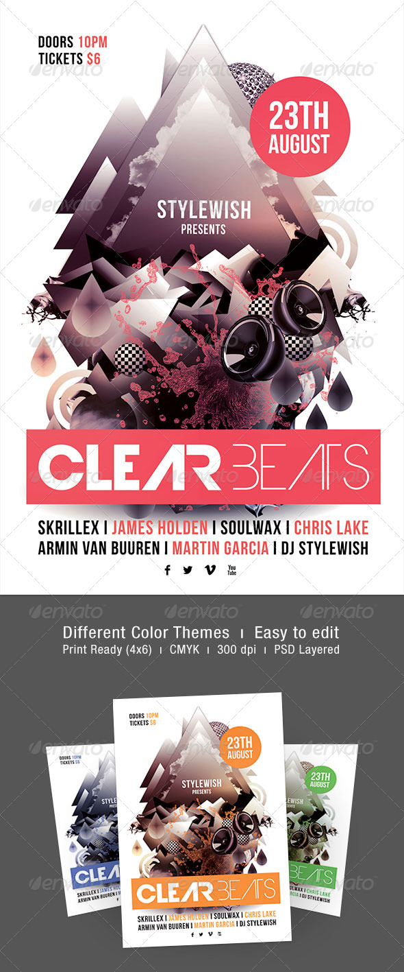 Clear Beats Flyer - Clubs & Parties Events