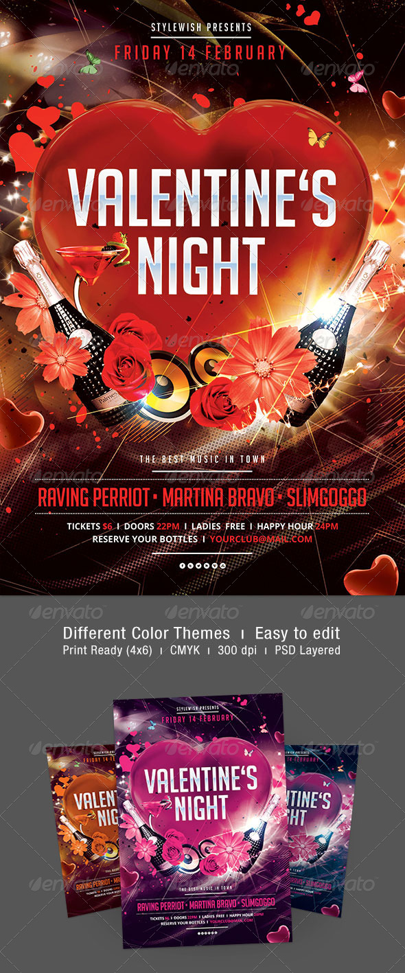 Valentines Night Flyer - Clubs & Parties Events