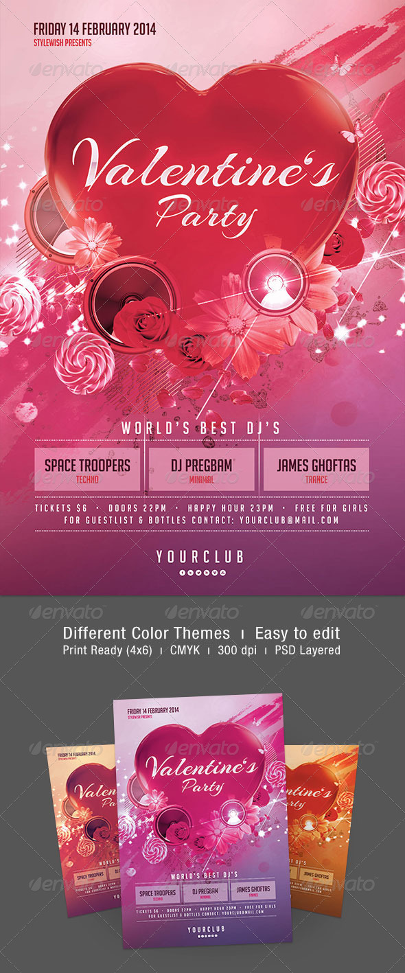 Valentines Party Flyer - Clubs & Parties Events