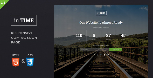 inTime - Responsive Coming Soon Template - Under Construction Specialty Pages