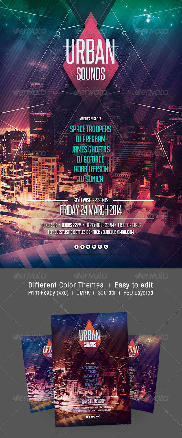 Urban Sounds Flyer - Clubs & Parties Events