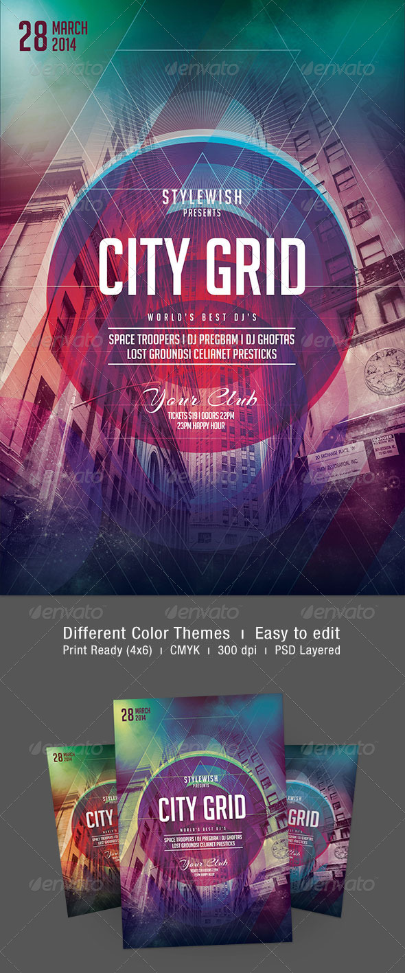 City Grid Flyer - Clubs & Parties Events